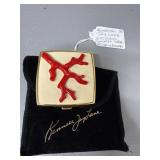 Kenneth Jay Lane Coral Enamel Mirror Compact