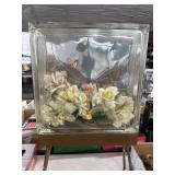 Glass Block Diorama With Virgin Mary And Faux
