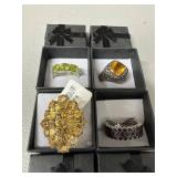 Four Gemstone Sterling Silver Rings