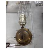 Brass Wall Lamp With Hurricane Shade