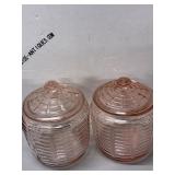 Pink Depression Glass Canisters
