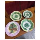 4 Leaf Motif Majolica Plates