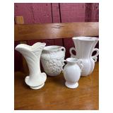 Four White American Pottery Vases