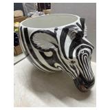 Ceramic Zebra Head Planter Bowl