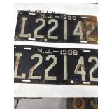 1938 New Jersey License Plates Pair