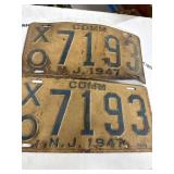 1947 New Jersey COMM License Plates Pair