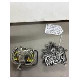 Pair USA Belt Buckles: 1990 & 1981 Western