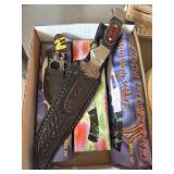 Three 10" Hunting Knives with Sheaths