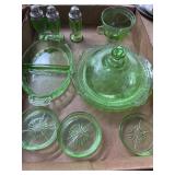 Green Depression Glass Tableware Collection