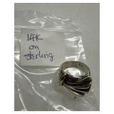 14K Gold Accent on Sterling Silver Ring