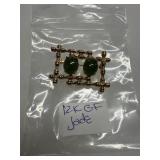 12K Gold-Filled Jade Pin Brooch