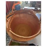 Handwoven Basket with Leather Handle