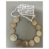 Sterling Silver Coin Bracelet, English-Nether
