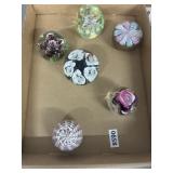 Six Art Glass Paperweights