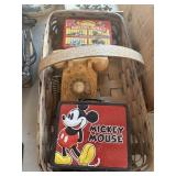 Basket With Retro Phone and Tins
