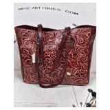 Patricia Nash Red Tooled Leather XL Tote