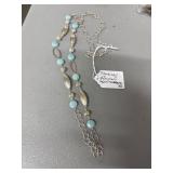 Sterling Silver and Larimar 40" Necklace