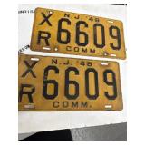 1948 New Jersey COMM XR License Plates Pair