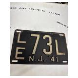 1941 New Jersey License Plate L73L