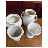 Four White Ceramic Vases