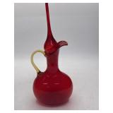 Red Art Glass Decanter with Stopper