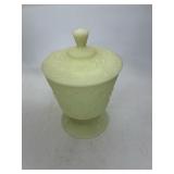 Embossed Satin Glass Covered Compote