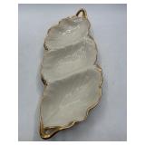 Lenox Porcelain Leaf Form Dishes, Gold Trim