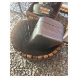 Wooden Slat Basket With Metal Bands