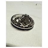 Sterling Marcasite Ring with Blue Stones