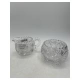 Cut Glass Creamer and Sugar Set