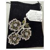 Nolan Miller Signed Crystal Flower Brooch