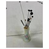 Victorian and Art Deco Hat Pins in Holder