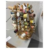 Wooden Rotating Thread Spool Rack with Spools