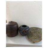 Decorative Lot: Cloisonnï¿½, Wood Jar, Br