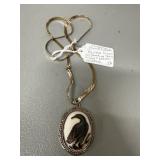 Hand-Carved Sterling Raven Cameo Necklace
