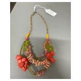 Coral, Crystal, and Beaded Necklace
