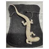 Sterling Silver Lizard Pin with Rhinestones