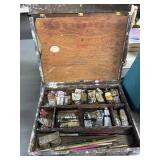 Wooden Artist Paint Box with Supplies