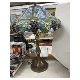 Stained Glass Table Lamp With Grape Motif