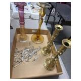 Brass and Glass Candlestick Holders