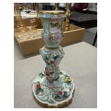 Meissen Porcelain Candlestick, Floral, 10"