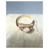 14KT Gold Diamond and Opal Ring, Size 7