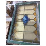 Leaded Stained Glass Window With Colored Meda