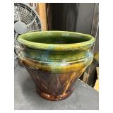 Glazed Ceramic Planter With Multicolor Finish