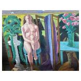 Large Signed Figurative Oil Painting, 53.5 x