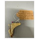 Israeli Modernist Gold Over 925 Menorah Pin