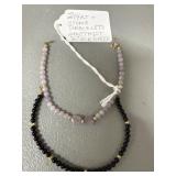 Pair 14kt Gold Amethyst & Onyx Bracelets