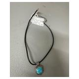 GSJ Sterling Turquoise Pendant Necklace
