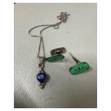 Sterling Silver Cufflinks and Pendant Set