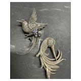Sterling Silver Bird Brooches, ViennA